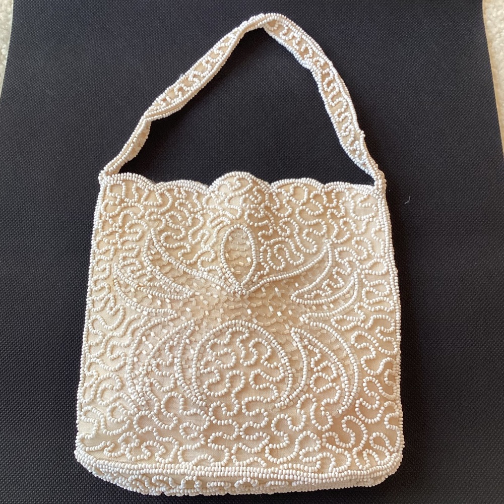 WALBORG Vintage Handmade Seed Beaded Purse Scalloped Edge Belgium - Picture 3 of 12